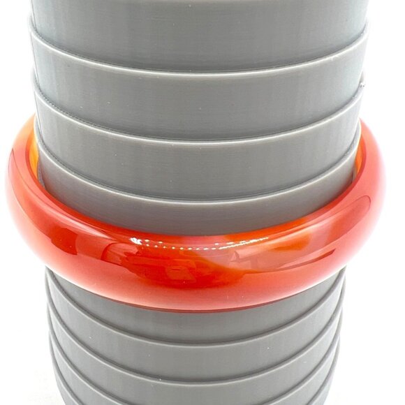 Vtg Unisex Bangle Bracelet Hololith Carnelian Agate Marbled Translucent Sz 8 - Picture 2 of 6